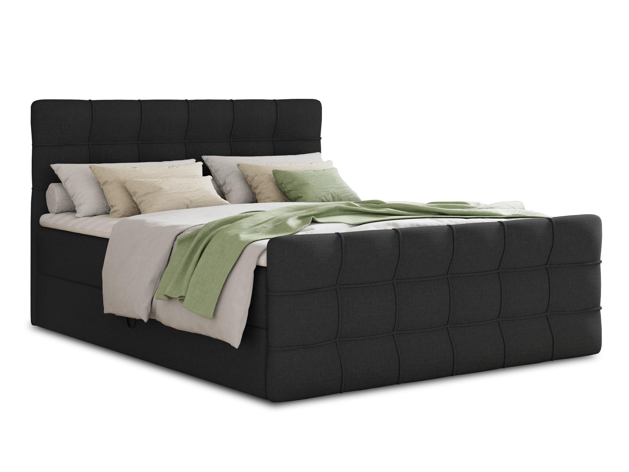 BOXBETT Best Lux - 180x200 - schwarz (Inari 100, Webstoff) - Schwarz, Holz/Holzwerkstoff (180/200cm) - Sofnet