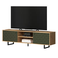 TV-LOWBOARD grün matt mit 3D Struktur, Eiche Artisan 184 cm, TV-Unterteil mit Soft-Close - Schwarz/Eiche Artisan, Holzwerkstoff/Kunststoff (184/52/40cm) - Top.Furn