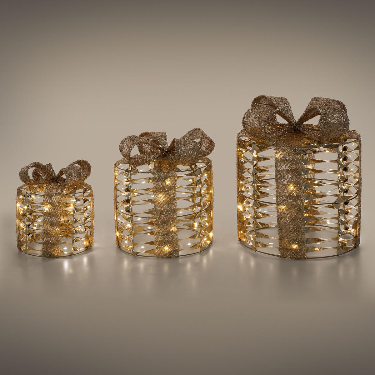 LED-LICHTDEKORATION 3er-Set - Goldfarben, Metall (25/30/25cm) - Home Styling Collection