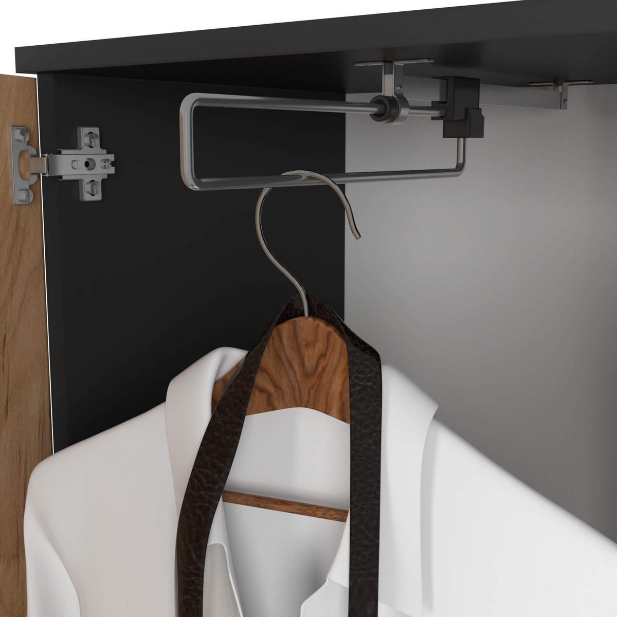 GARDEROBE Entro mit Spiegel, Schwarz/Craft-Eichenfarben, 95x183x35 cm - Eichefarben/Schwarz, Holzwerkstoff (95/183/35cm) - Akord