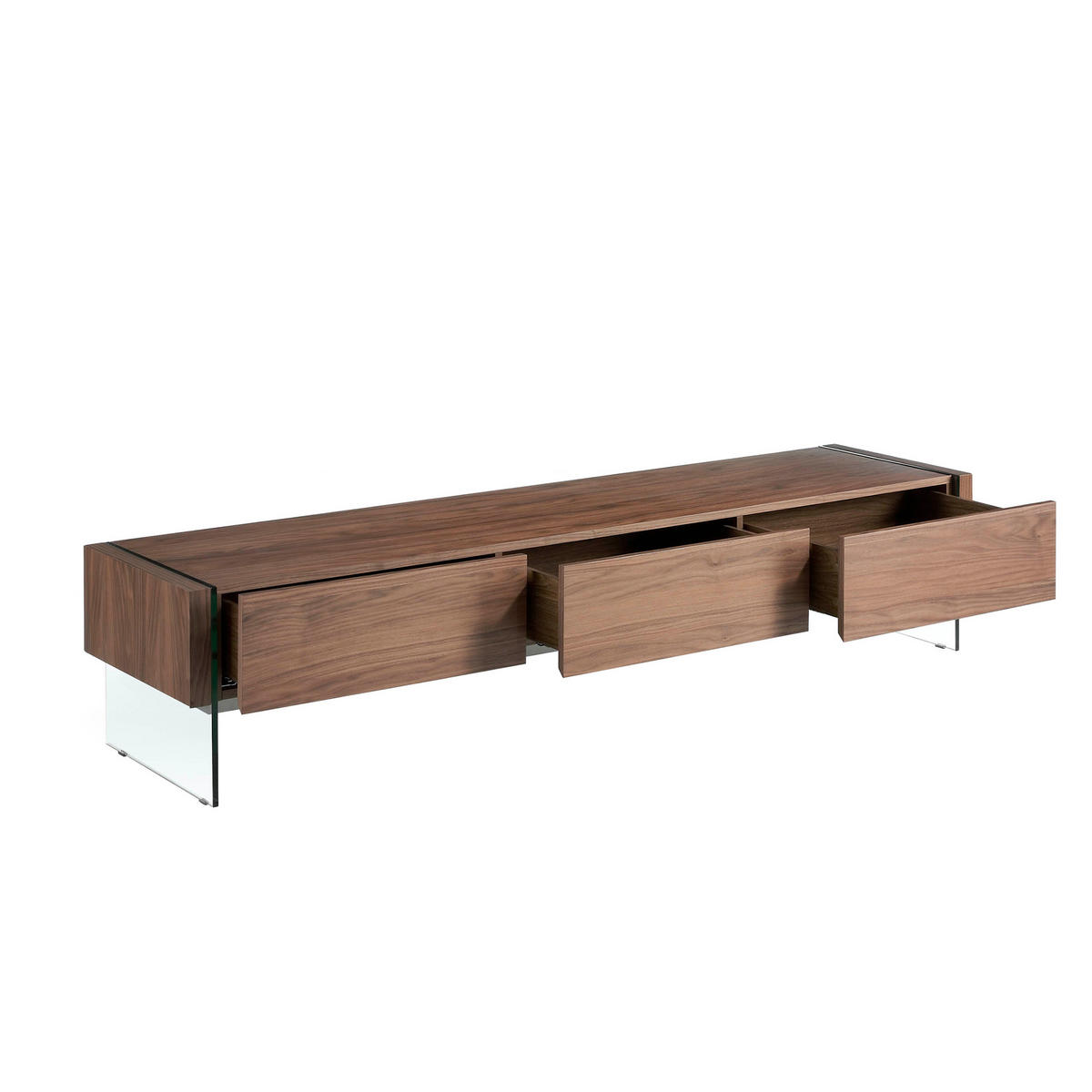 TV-ELEMENT Glas Walnuss 188/45/39 cm - Transparent/Walnussfarben, Glas/Holz (188/39/45cm) - ANGEL CERDA