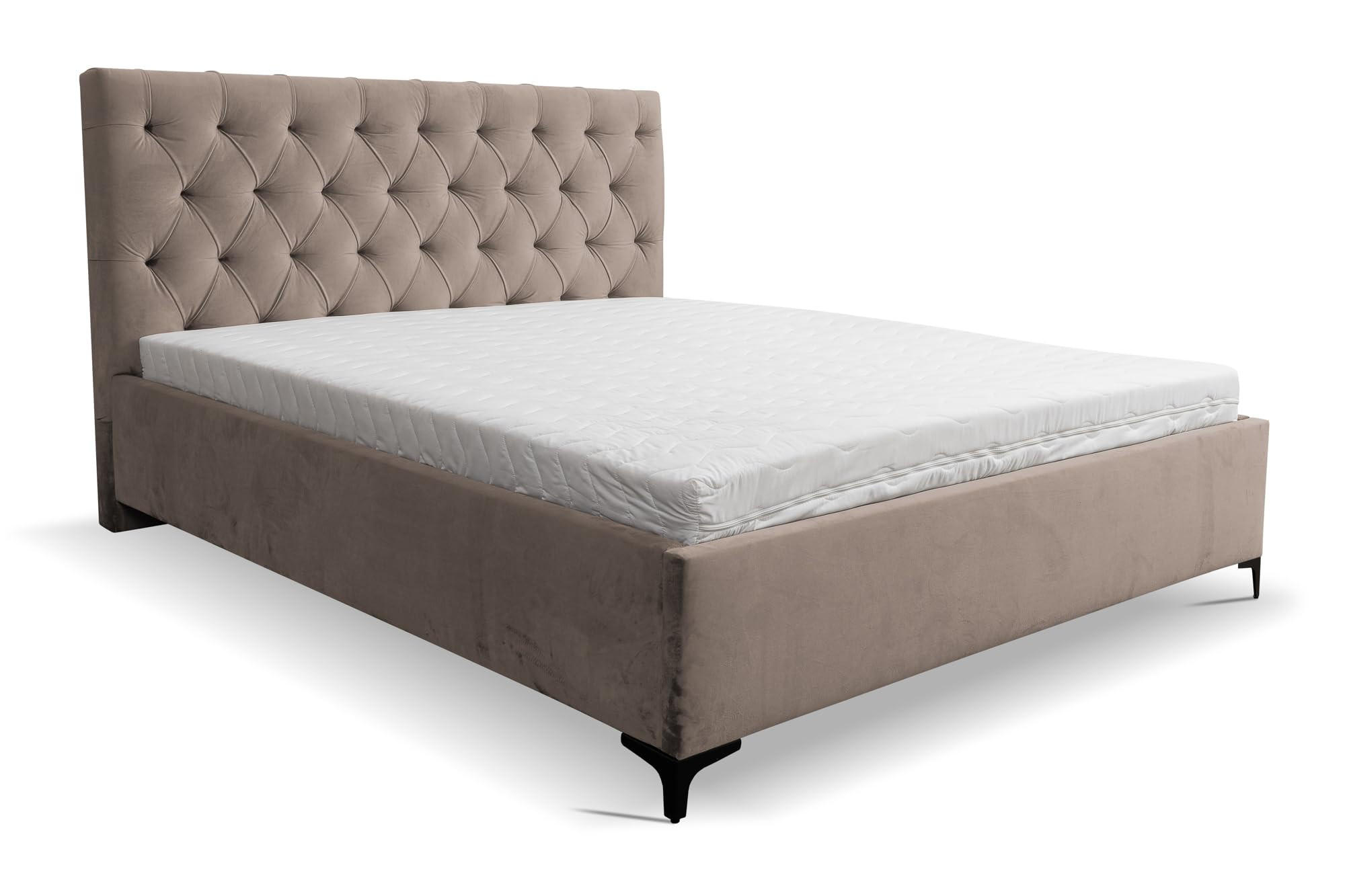 POLSTERBETT CHESTERFIELD mit Bettkasten Velour Stoff 180 x 200 cm - Braun, Holzwerkstoff (180/200cm) - VENASI MÖBEL