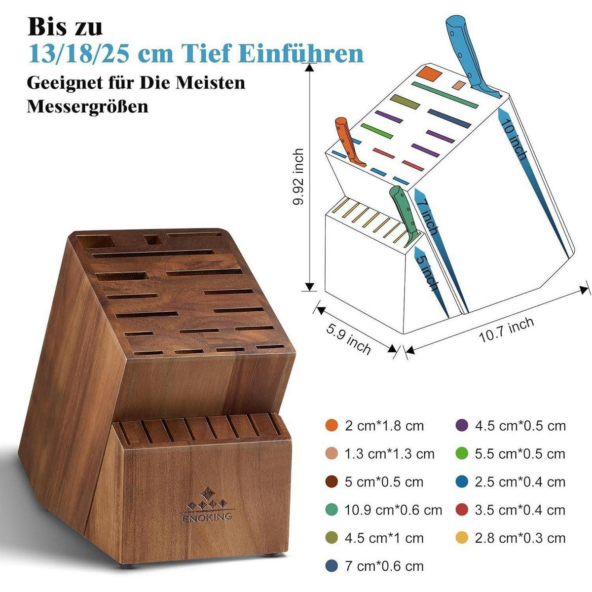 MESSERBLOCK aus Akazienholz für Küchenmesser und Geflügelschere - Braun, Holz (27.2/25.2/15cm)