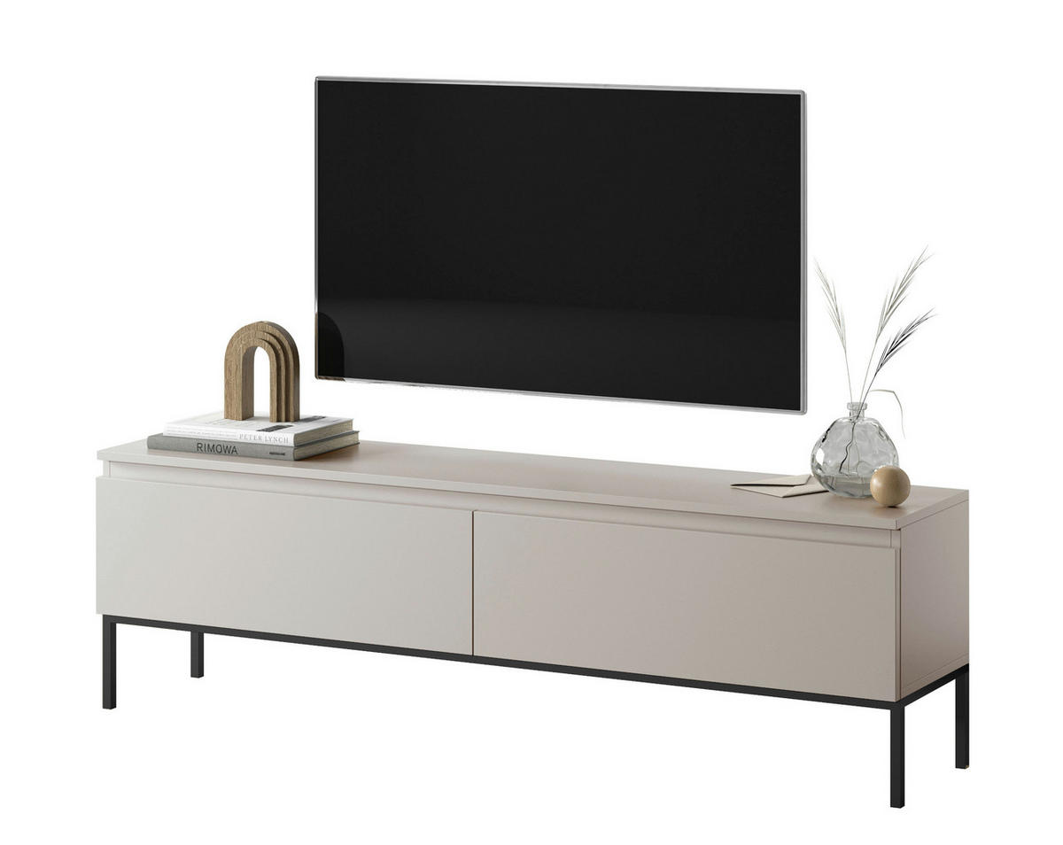 TV-SCHRANK Bemmi Beige mit schwarzen Beinen, 150 cm - Beige/Schwarz, Holzwerkstoff/Metall (150/44.5/32cm) - Selsey
