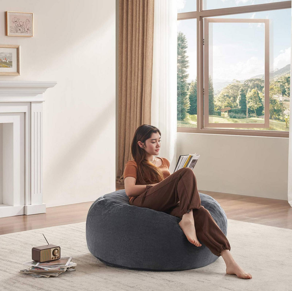 SITZSACKSOFA faltbar ca. 91,4 cm Dunkelgrau - Dunkelgrau, Kunststoff (90/50/90cm) - Beauniv