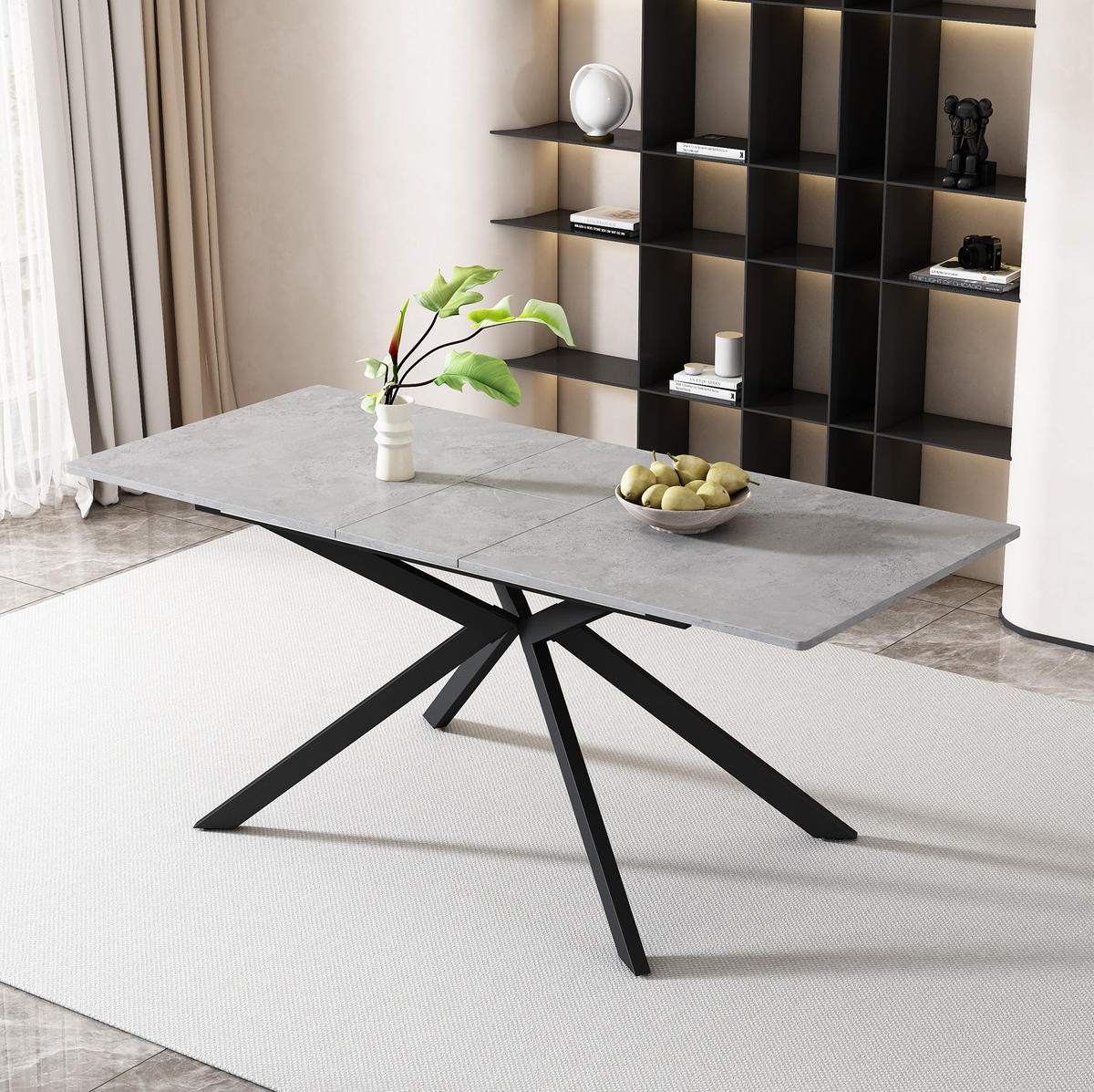 ESSTISCH 150/70/76 cm Schwarz/Grau aus MDF mit Ausziehfunktion - Grau, Holzwerkstoff (180/70/75.5cm) - OKMYHOME