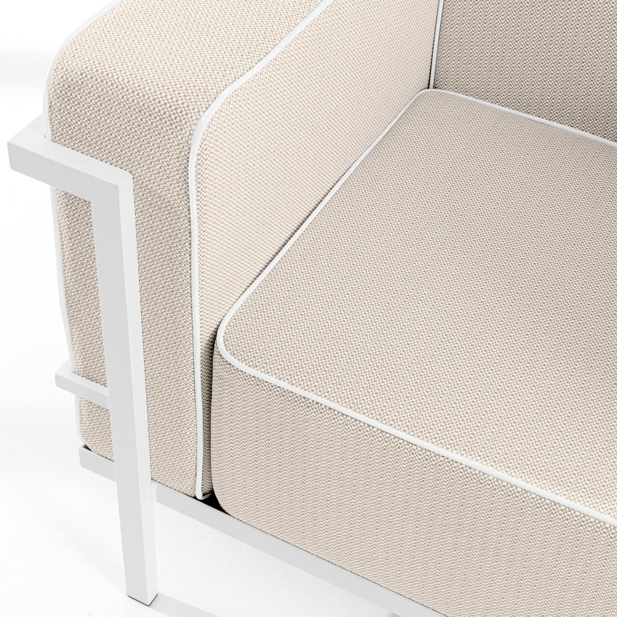 GARTENSESSEL TRIGLO Stahlgestell, Modern, Weiß - Beige/Weiß, Textil/Metall (99/70/69cm) - KONSIMO®
