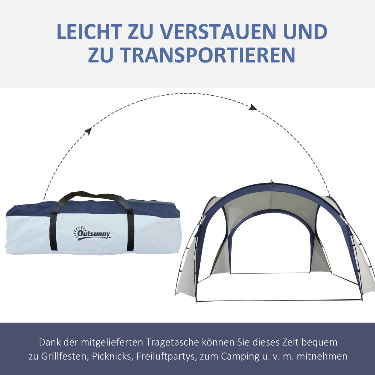 GARTENZELT Cremeweiß, Polyester, Glasfaser - Creme, Kunststoff (350/350cm) - Outsunny