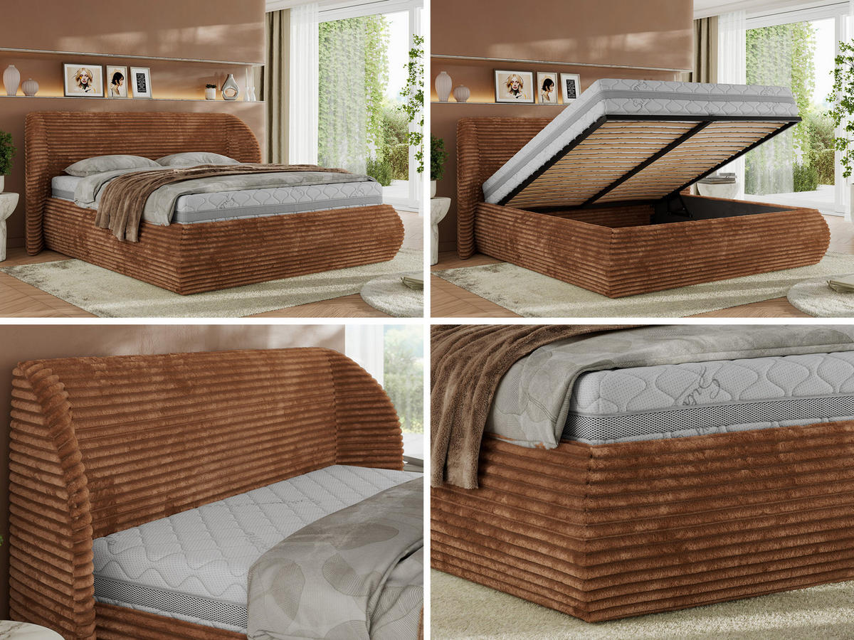 POLSTERBETT CAELA CLASSIC 200/200 - Orange Cord - MIRO LUX - Orange, Textil (200/200cm) - MKS