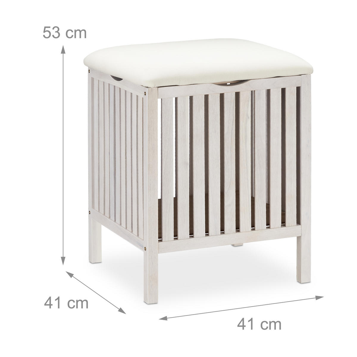 WÄSCHEKORB - Weiß, Holz/Holzwerkstoff (41/53/41cm) - Relaxdays