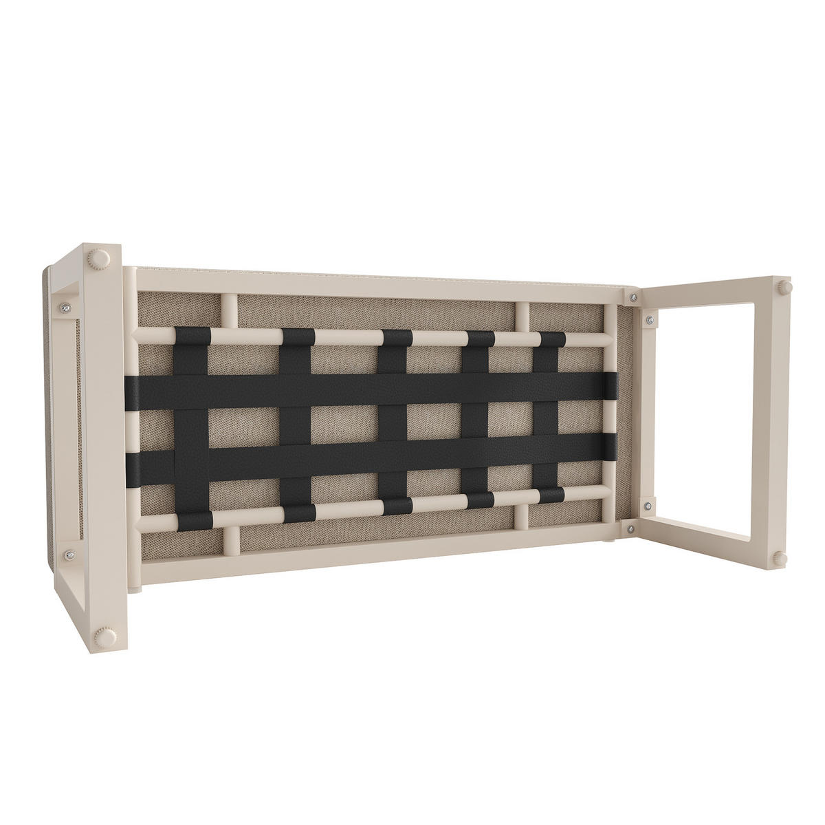 GARTENSETS aus Eisen 173.5x65x62.5cm Beige mit Holzoptik-Glasplatte - Beige, Metall - Modfu