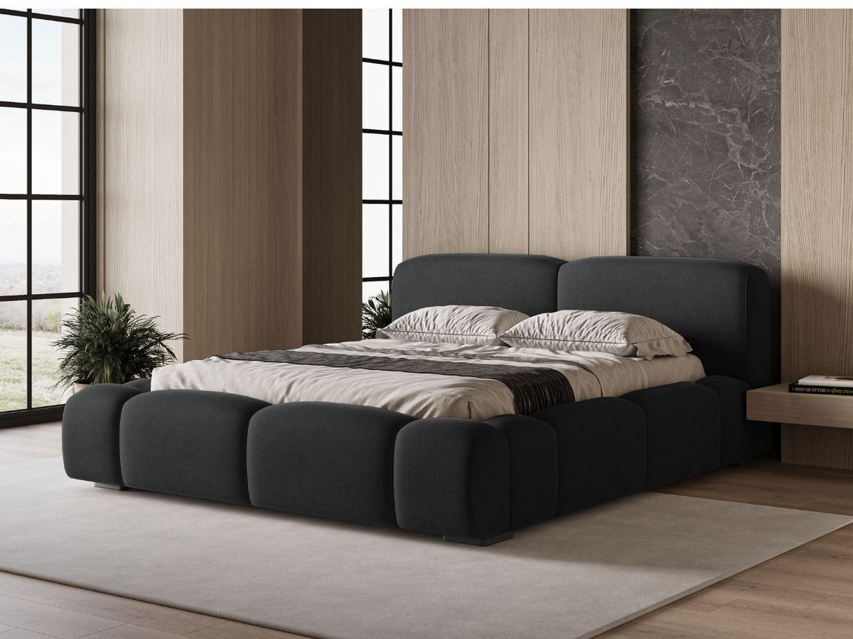 POLSTERBETT Aubi 160x200 Schwarz - Schwarz, Textil (160/200cm) - Graingold