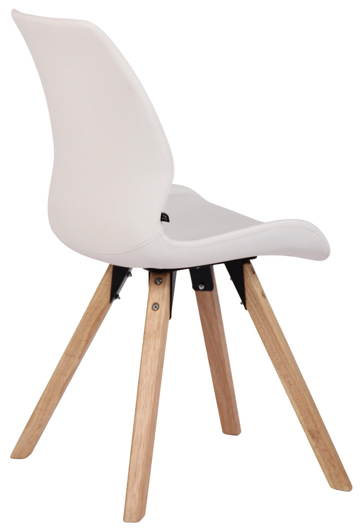 STUHL 4er Set Lederlook weiß - Eukalyptusholzfarben/Weiß, Holz/Textil (49/87.5/58cm) - CLP