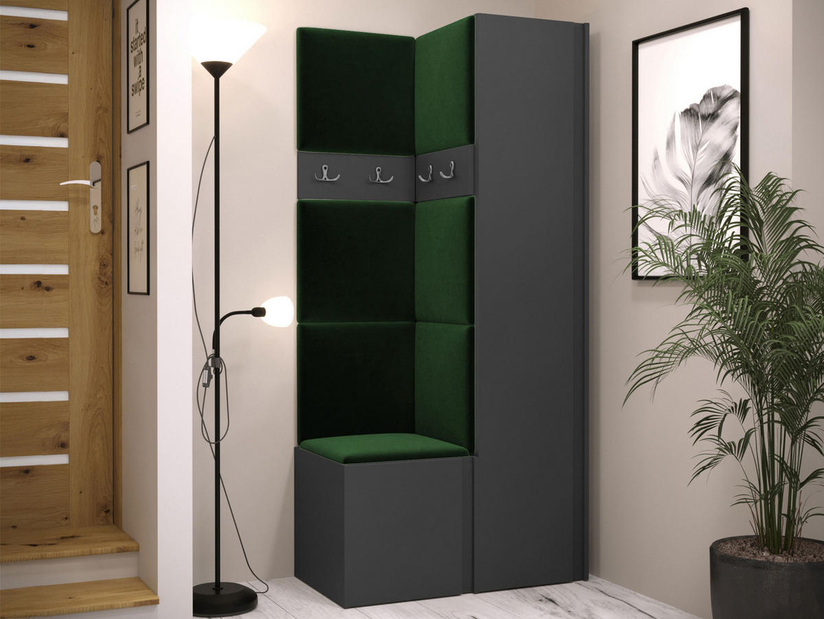 MOBILIER PENTRU HOL Orion XXIV - verde/grafit, material plastic/compozit lemnos (82/186/46cm) - MIRJAN24