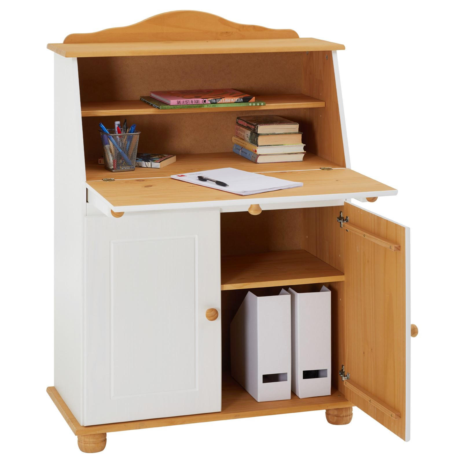 Idimex Sekretär Weiß, Braun 82x117x38 cm