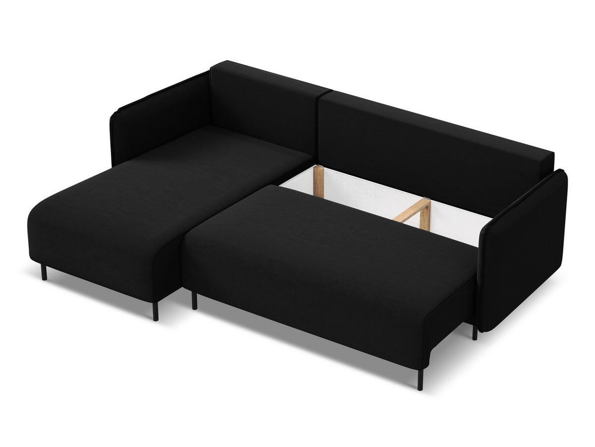 ECKSOFA mit Schlaffunktion Samt Stoff Rot - Bordeaux/Rot, Textil/Metall (242/162cm) - Makamii