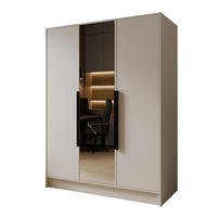 DREHTÜRENSCHRANK RENVO 150/200/51 cm Modern Kleiderschrank 3-türig mit Spiegel Kaschmir - Kaschmir, Holzwerkstoff (150/200/51cm) - MASSENO