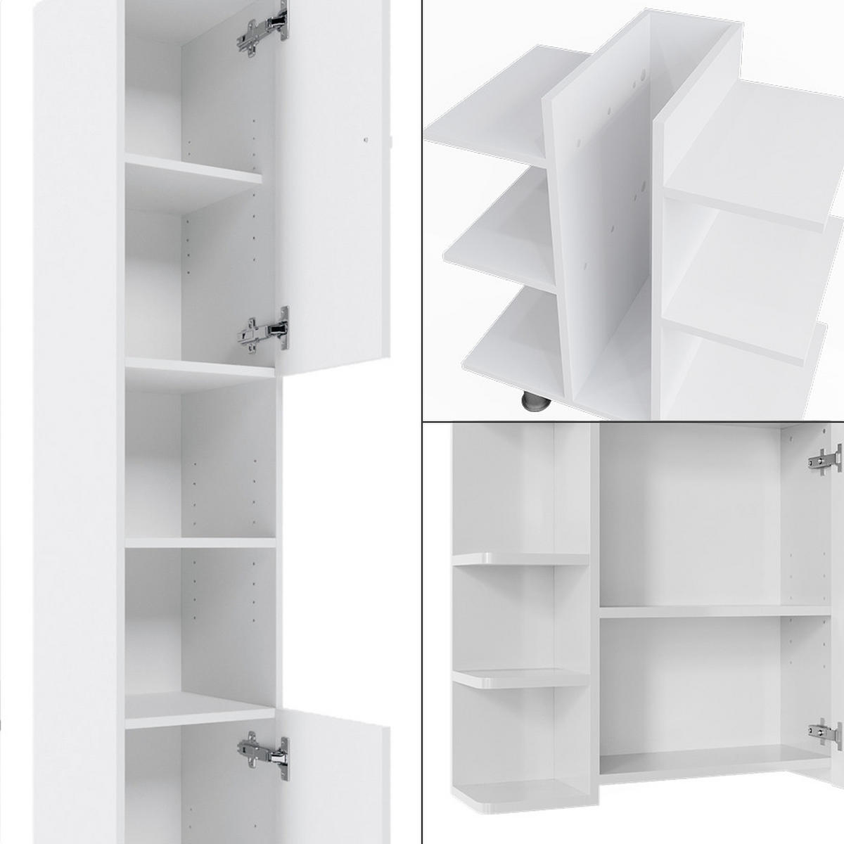 BADMÖBEL-SET Fynn Weiß 3 Teile, mit Hochschrank - Weiß, Holzwerkstoff (79.6/190/36.6cm) - Vicco