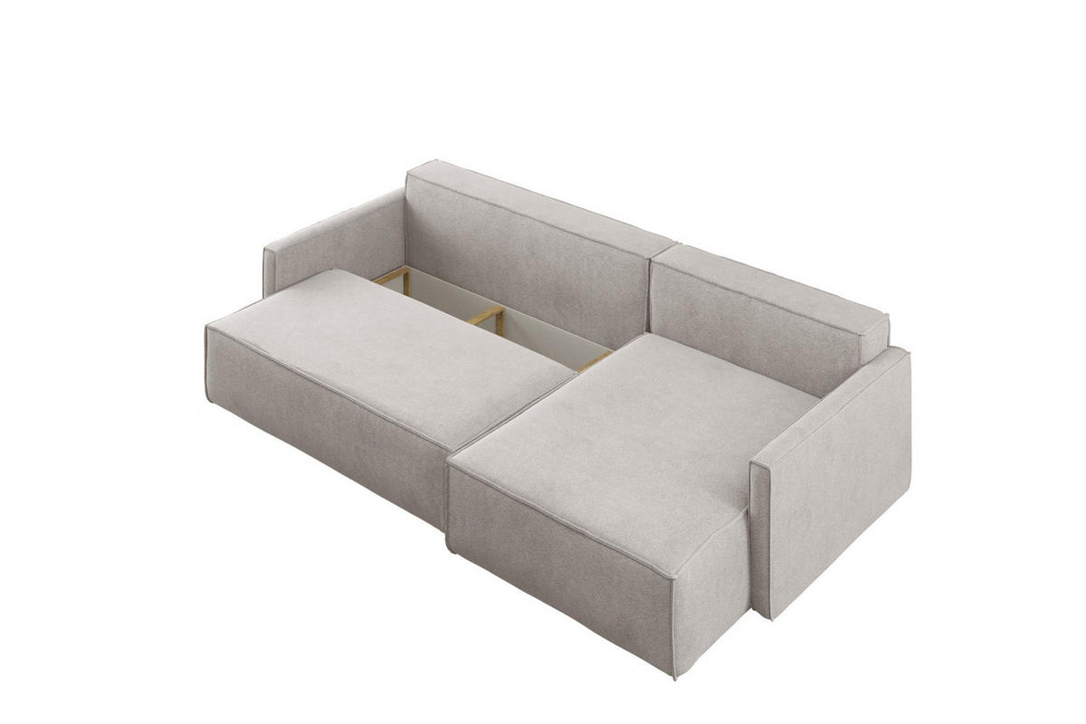 SCHLAFSOFA Carlos L-Form, Ecksofa Mit Bettkasten Und Schlaffunktion Stoff Salvador Rechts Hellgrau - Hellgrau, Holz/Textil (250/83/142cm) - Kaiser Möbel