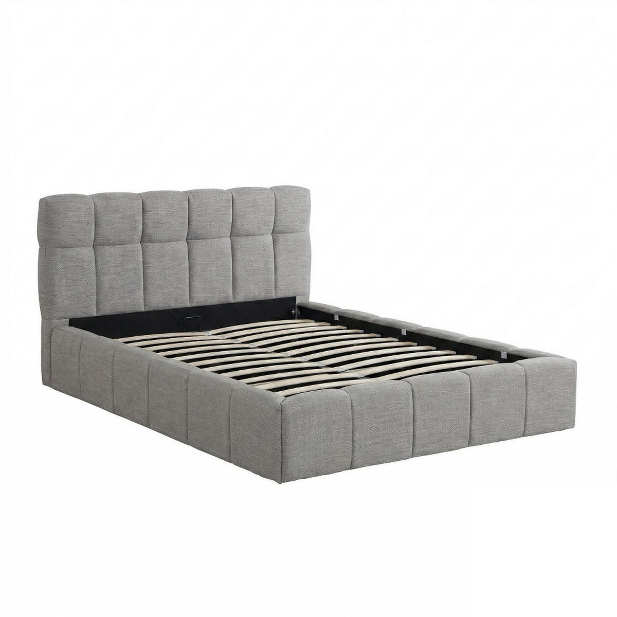 BETT ELIAS / 160x200 cm mit Bettkasten, Hellgrau - Hellgrau, Holzwerkstoff (160/200cm) - Weber Industries