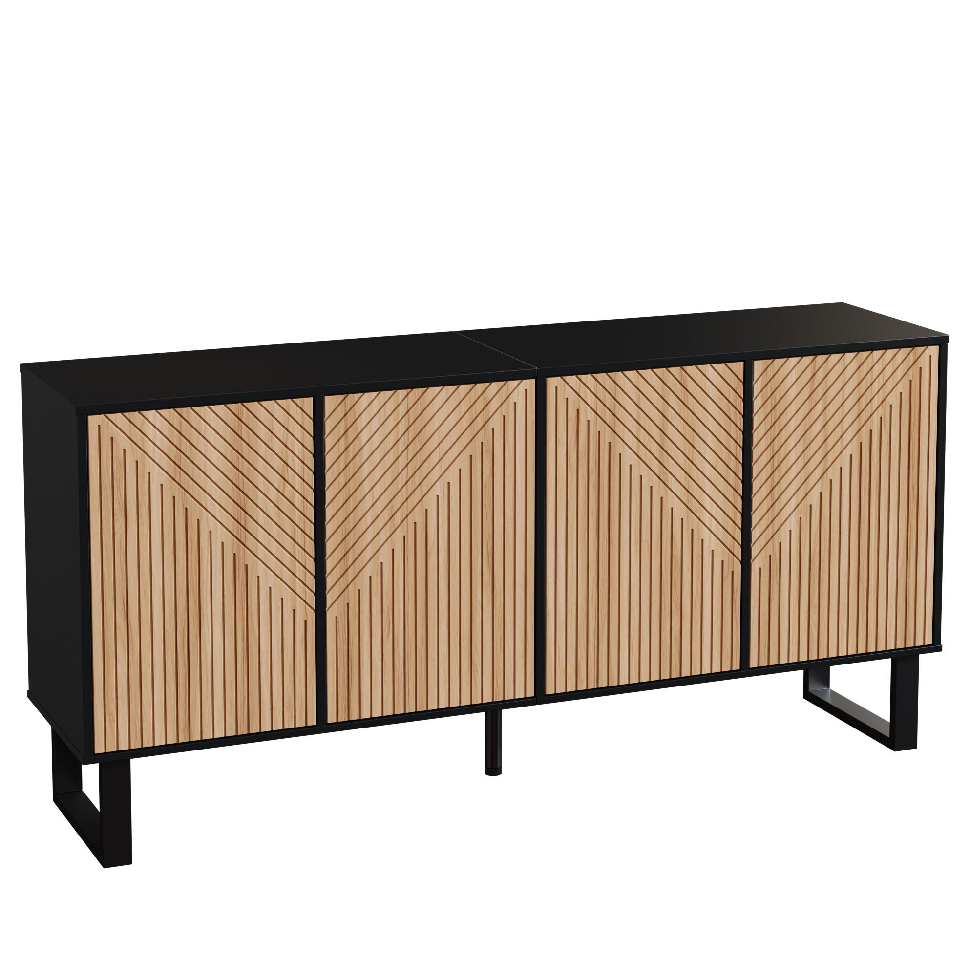 SIDEBOARD 160/38/75 cm Schwarz/Natur aus MDF und Spanplatte mit Stauraum - Schwarz, Holzwerkstoff (38/75/160cm) - OKWISH