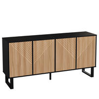 SIDEBOARD 160/38/75 cm Schwarz/Natur aus MDF und Spanplatte mit Stauraum - Schwarz, Holzwerkstoff (38/75/160cm) - OKWISH
