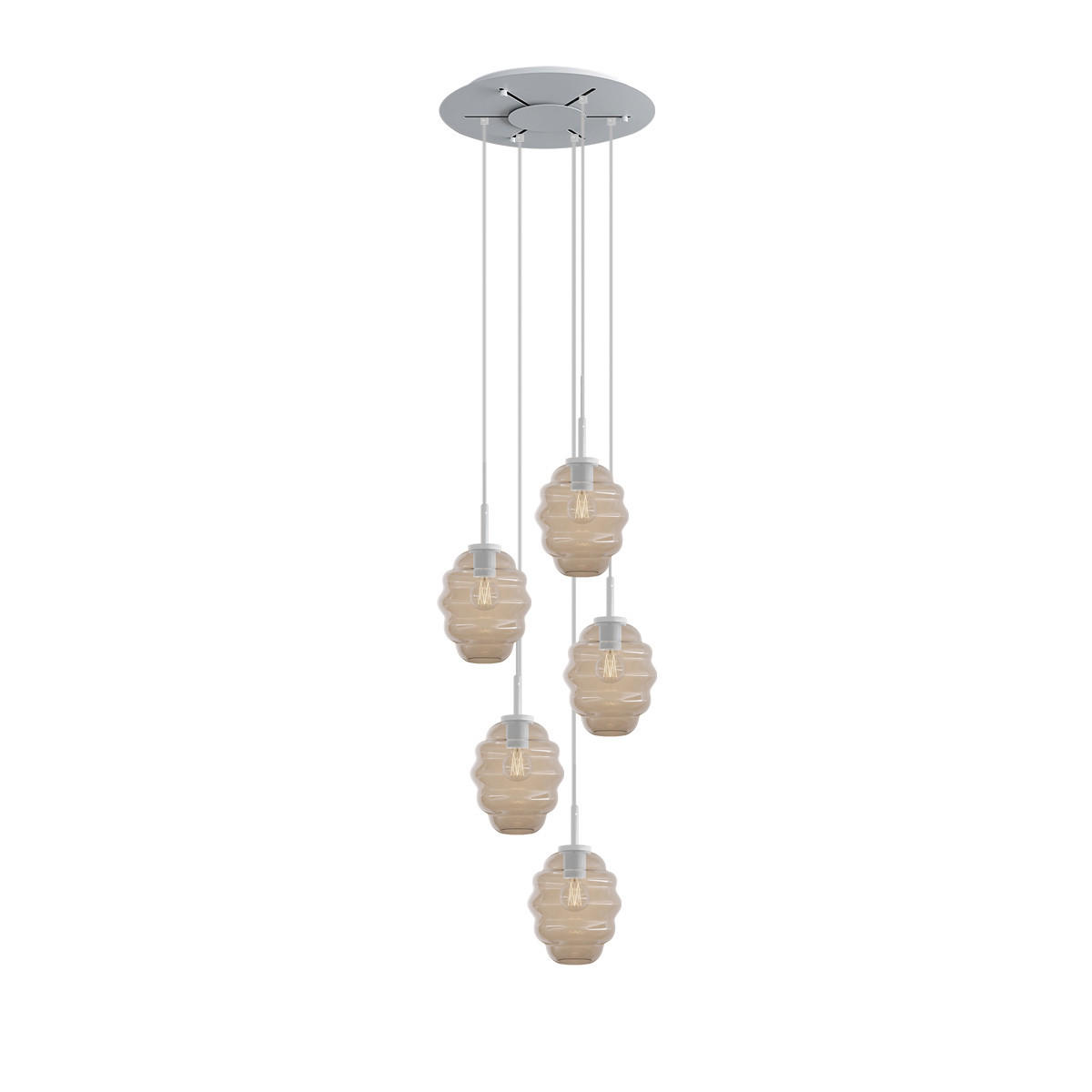 GALERIELEUCHTE Echos 5-flammig Klar Ø 18cm - Klar/Weiß, Glas (18/18/20cm) - s.luce