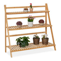 BLUMENREGAL - Hellbraun, Holz (99.5/96/37cm) - Relaxdays