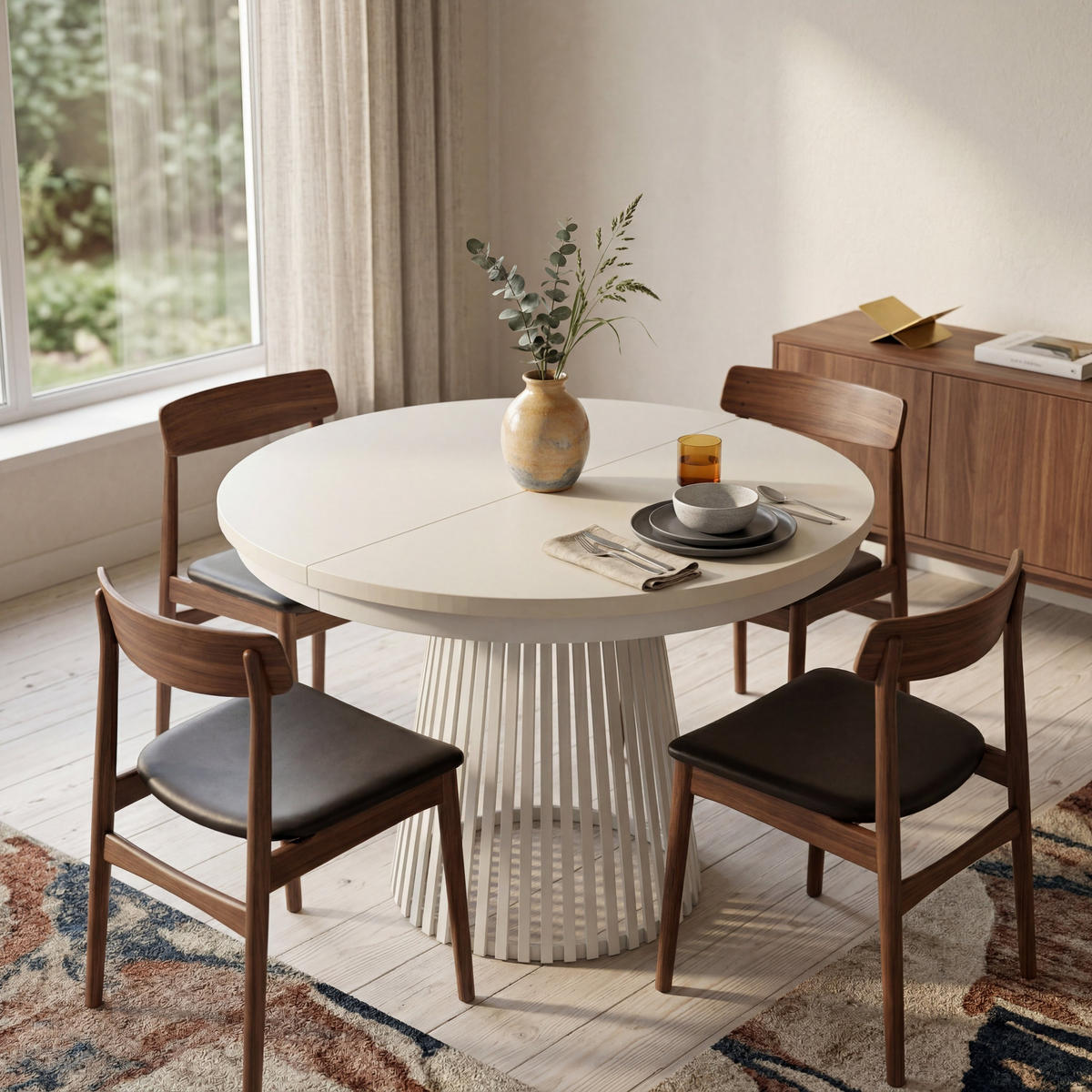 ESSTISCH TRAVIS Ausziehbar 100 - 180 / 100 x 76,6 cm - Kaschmir/Weiß, Holz (100/100/76.6cm) - MASSENO