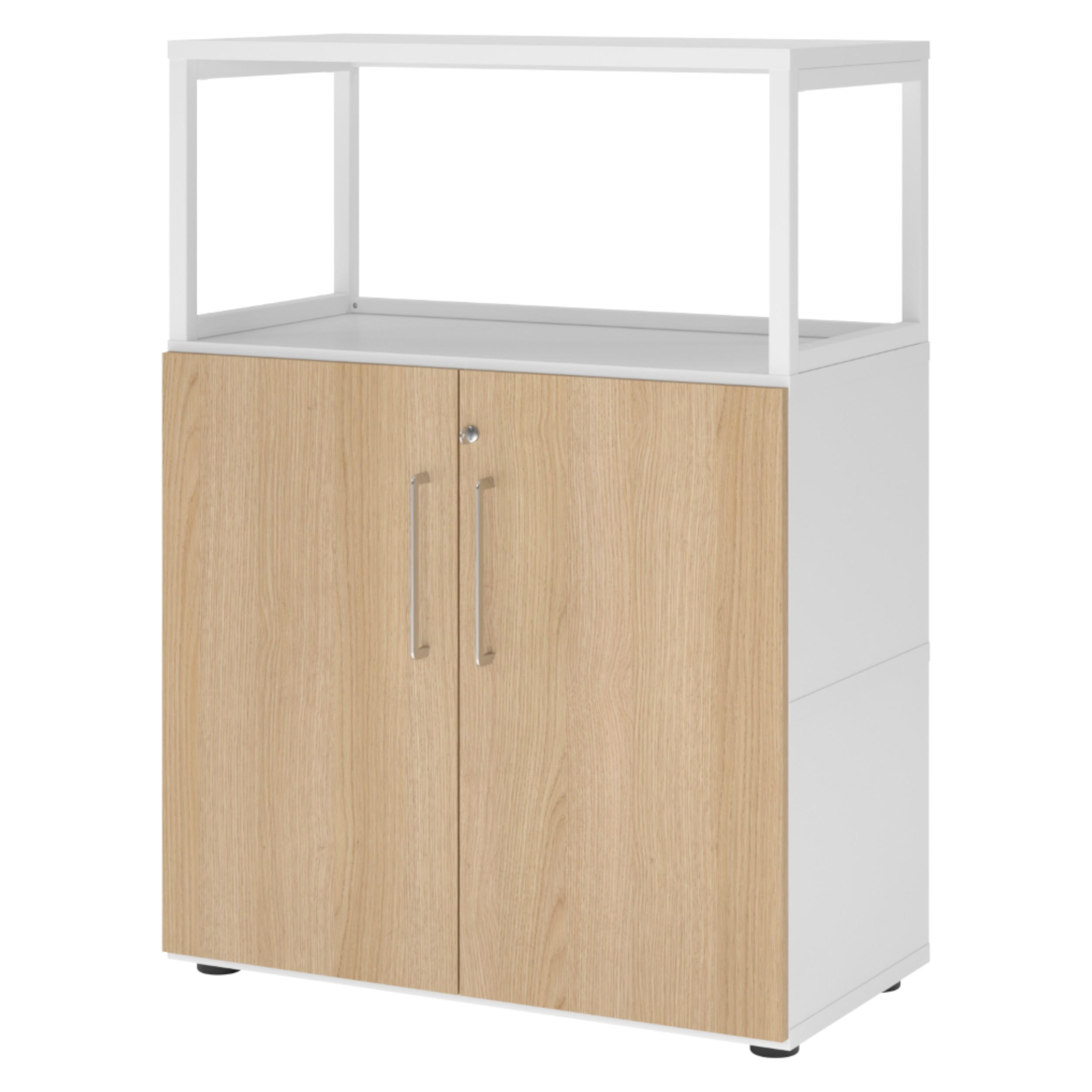 bümö Aktenschrank Weiß, Eiche 80x110x41.7 cm