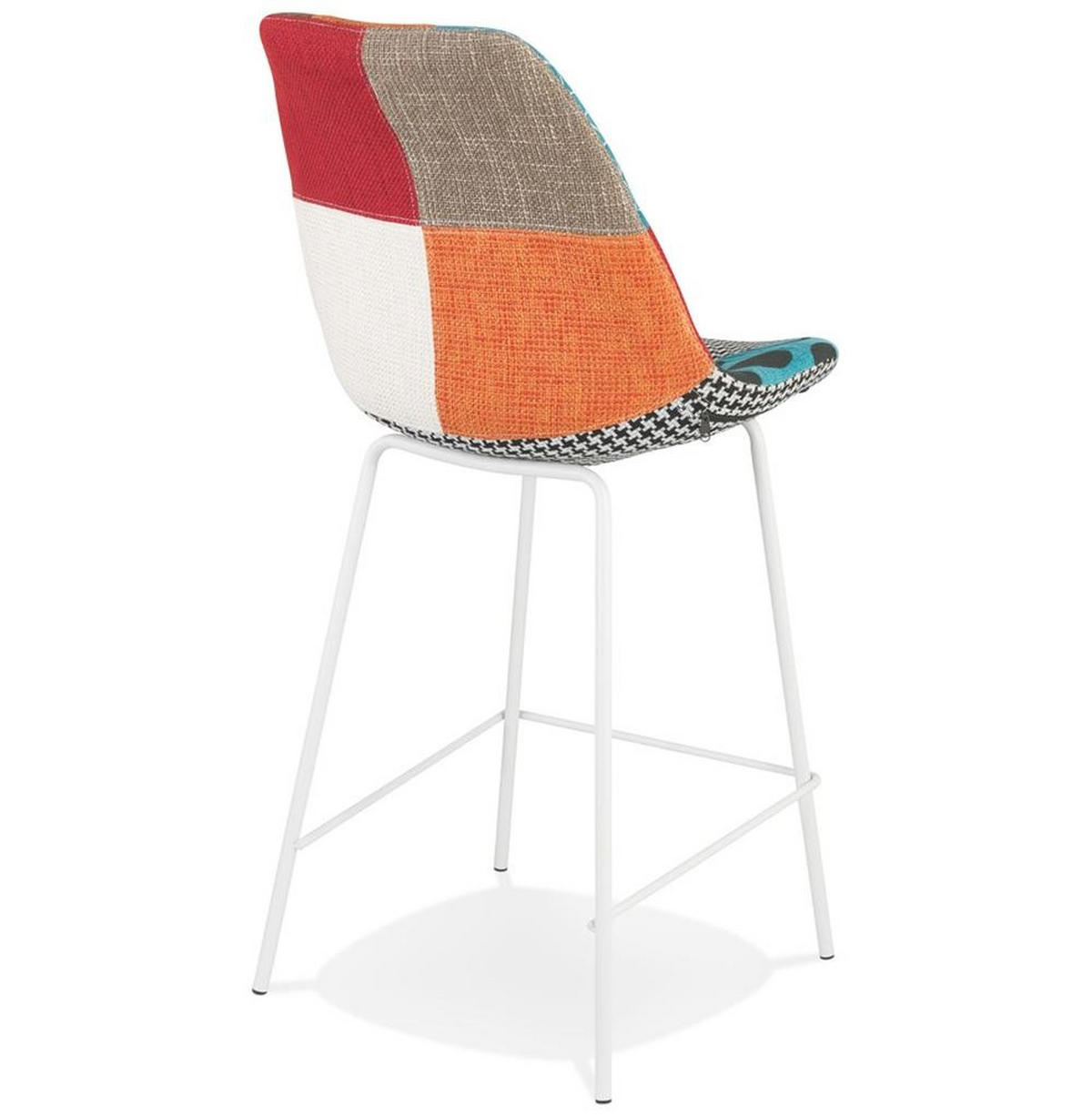 BARHOCKER – Patchwork, 65 cm, hohe Lehne, Metall Weiß, REMAXO - Multicolor/Weiß, Textil/Metall (45/105/49cm) - KADIMA DESIGN