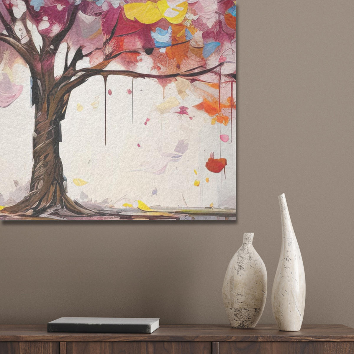 AKUSTIKBILD Aquarell - Baum - Kunst - Abstrakt Wanddeko 60x90 cm - Multicolor, Kunststoff (60/90/0.9cm) - MuchoWow