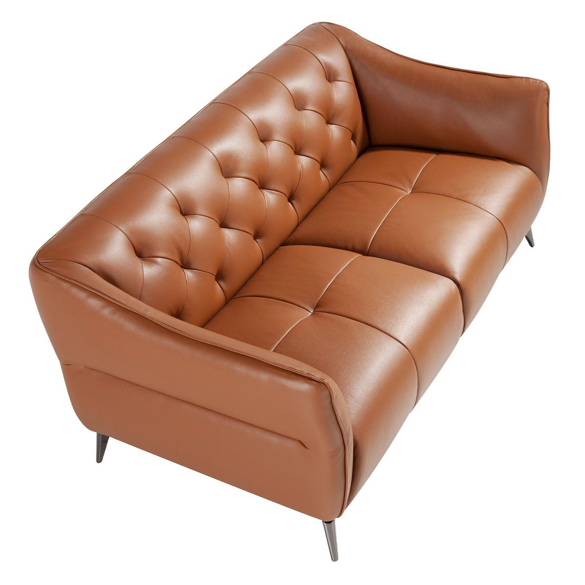CHESTERFIELD-SOFA Chester 2-Sitzer Sofa aus braunem Leder 171/95/77 cm - Dunkelgrau/Braun, Leder (171/77/95cm) - ANGEL CERDA