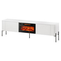 TV-LOWBOARD Vera 190 EF mit Kamin - Schwarz/Weiß, Holzwerkstoff/Metall (190/55/40cm) - MIRJAN24