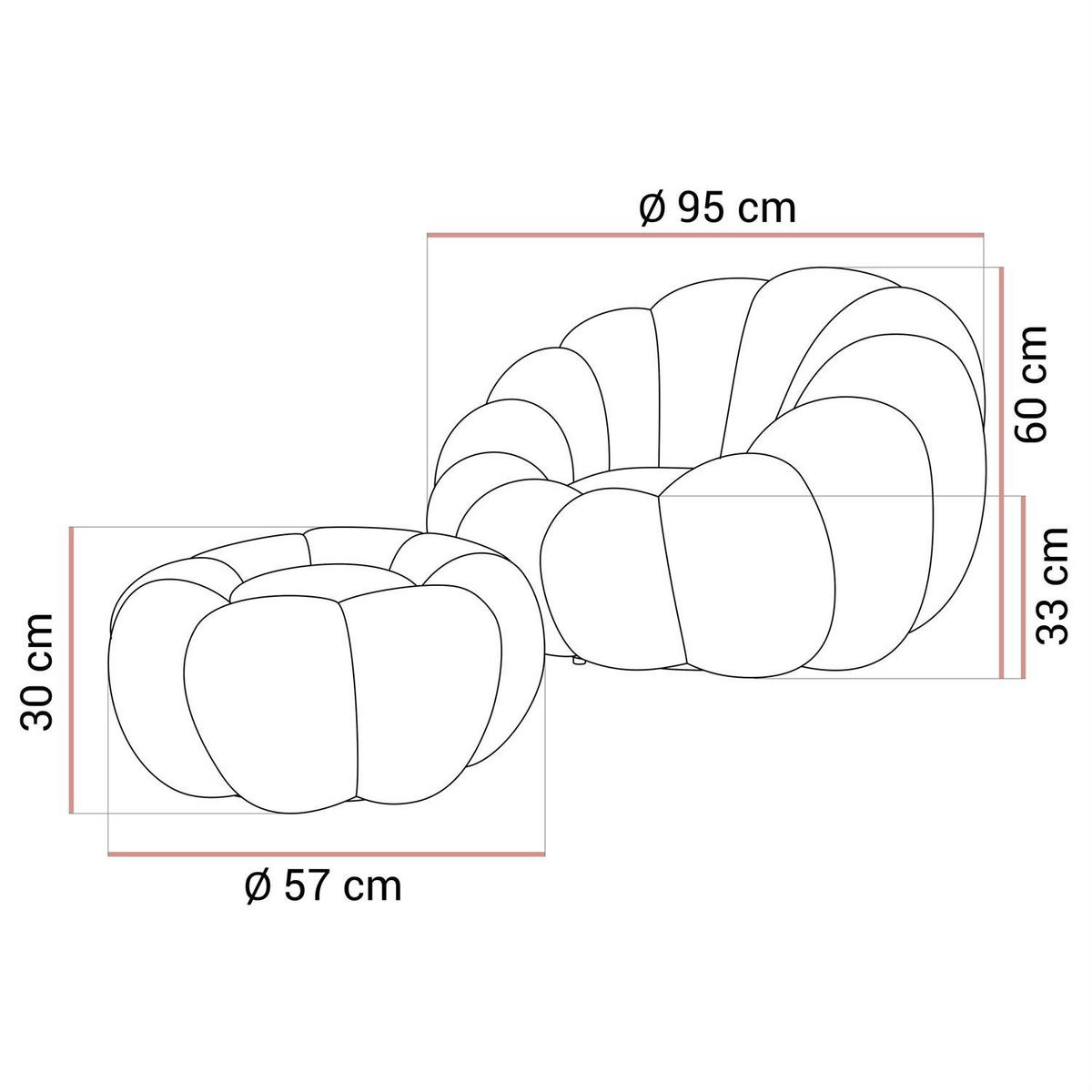 DREHSESSEL FLUFFY mit Fußstütze - Beige, Textil (95/60/95cm) - Lookway