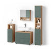 BADMÖBEL-SET Ronco Grün/Goldkraft Eiche 4 Teile, mit Schubladenschrank und Hochschrank - Eiche Wotan/Grün, Holzwerkstoff (80/58/41cm) - Livinity®