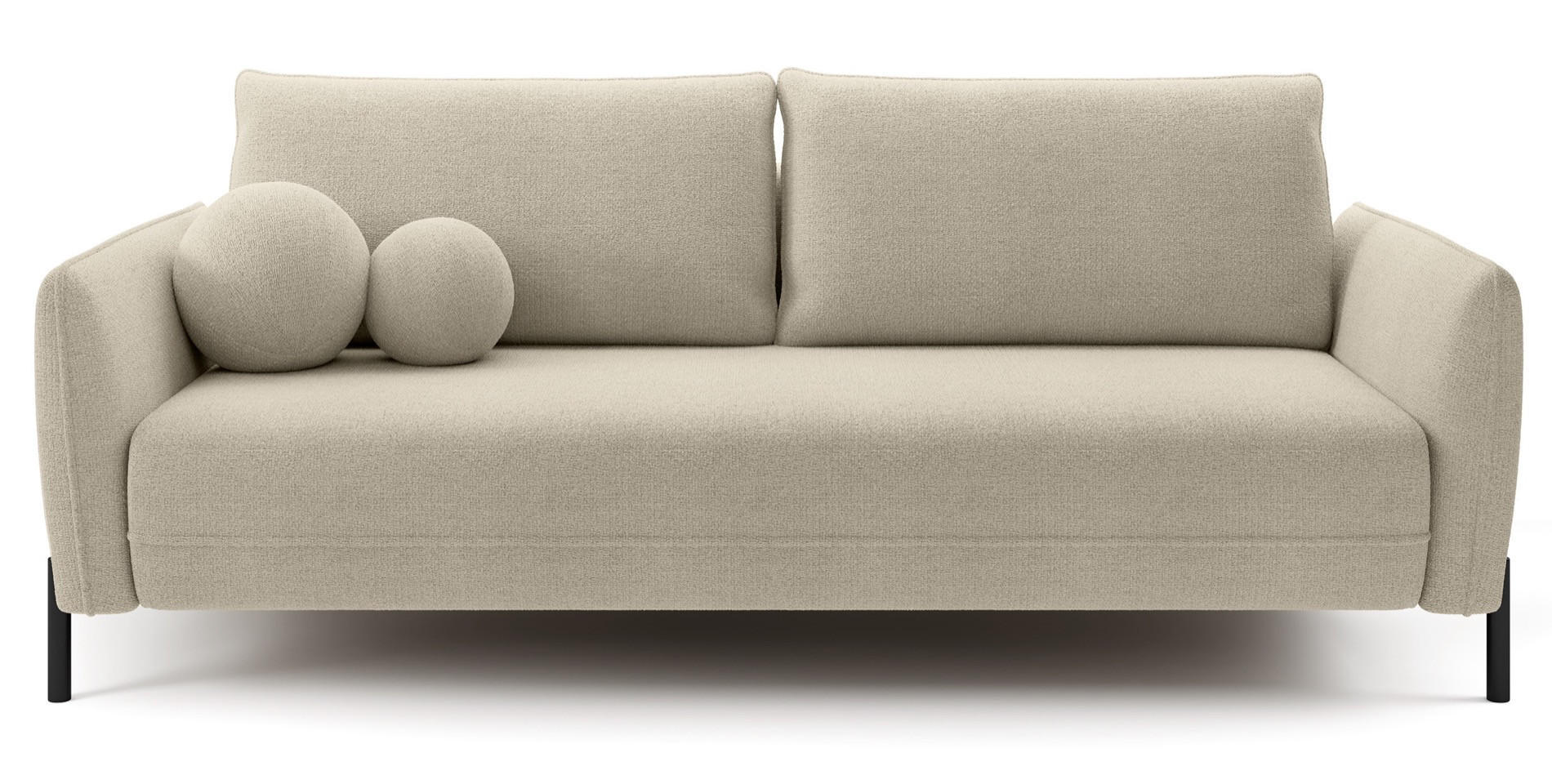 SOFA Veruco Hellbeige mit Schlaffunktion - Ecru/Schwarz, Textil/Metall (234/90/100cm) - Selsey