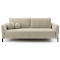 SOFA Veruco Hellbeige mit Schlaffunktion - Ecru/Schwarz, Textil/Metall (234/90/100cm) - Selsey