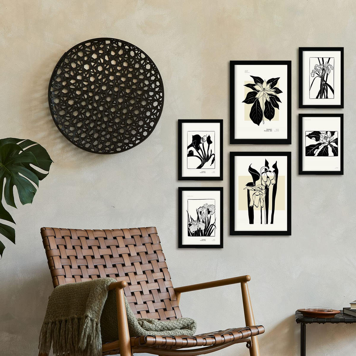 POSTER Set Mit 6 In Schwarzer Tinte Exotisch A3 & A4 Rahmenlos - Klar, Papier (29/3cm) - Nacnic