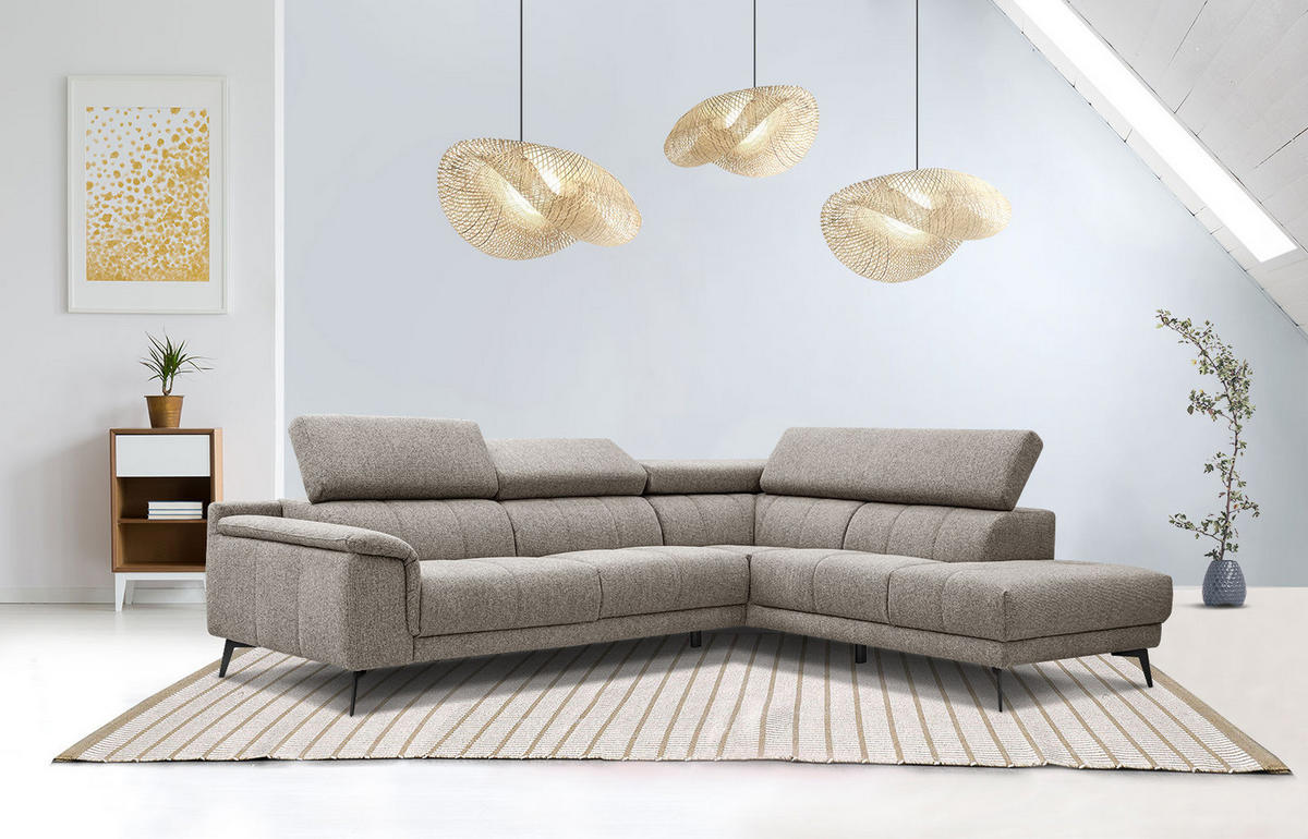 ECKSOFA FIERO 5-Sitzer, taupe - Taupe/Schwarz, Holzwerkstoff/Textil (290/228cm) - Courtois Laville
