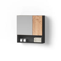 BADSPIEGELSCHRANK Ronco Goldkraft Eiche/Anthrazit 54 x 55 cm - Anthrazit/Eiche Wotan, Holzwerkstoff (54/55/16.9cm) - Livinity®