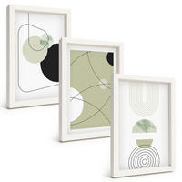 BILDER SET 3er Set - 20x30 cm Weißer Rahmen - Abstrakte Formen und Farben - Weiß, Kunststoff (20/30cm) - TULUP