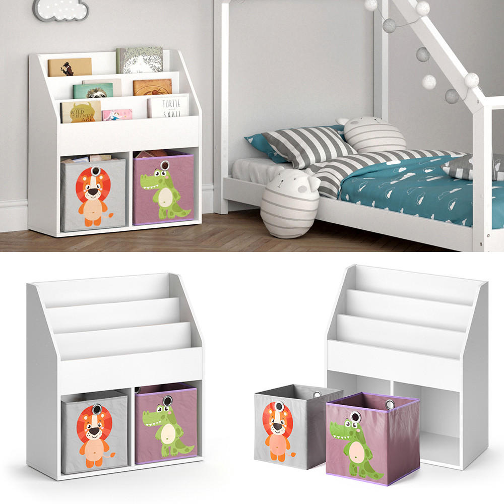 KINDERREGAL Luigi Weiß 72 x 79 cm mit 2 Faltboxen opt.3 - Weiß, Holzwerkstoff (72/79/30.7cm) - Vicco