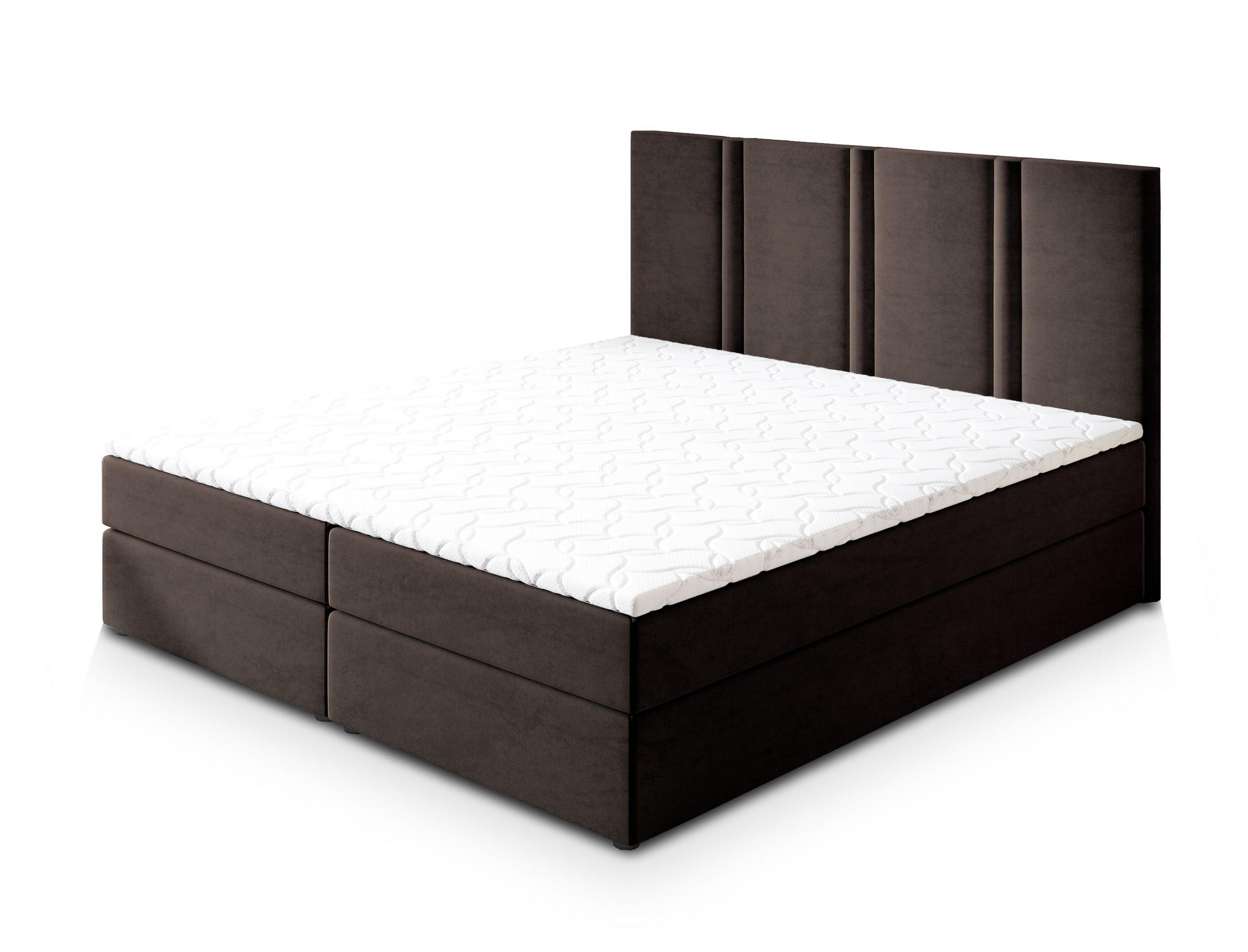 BOXBETT LARIO 160x200 cm mit Matratze und Topper - Braun - Braun, Holz (160/200cm) - MASSENO