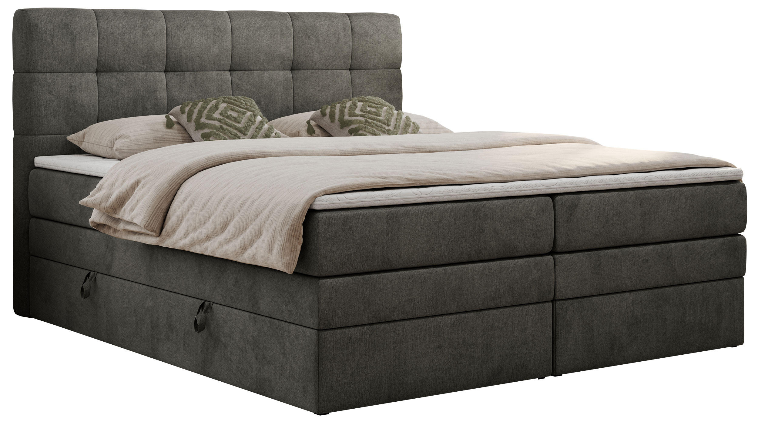 BOXSPRINGBETT LUKA KING 200/200 Dunkelgrau Velvet - H4 - Dunkelgrau, Holz/Textil (200/200cm) - MKS