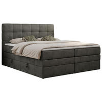 BOXSPRINGBETT LUKA KING 180/200 Dunkelgrau Velvet - H3 - Dunkelgrau, Holz/Textil (180/200cm) - MKS