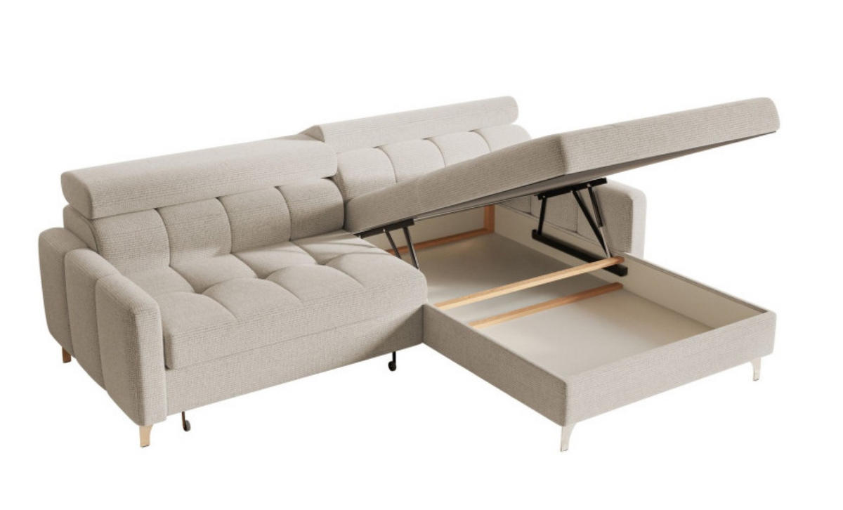 ECKSOFA Hellgrau BAMBINO Mit Verstellbaren Kopfstützen Rechts - Hellgrau/Grau, Textil (174/223cm) - Sepro Meble