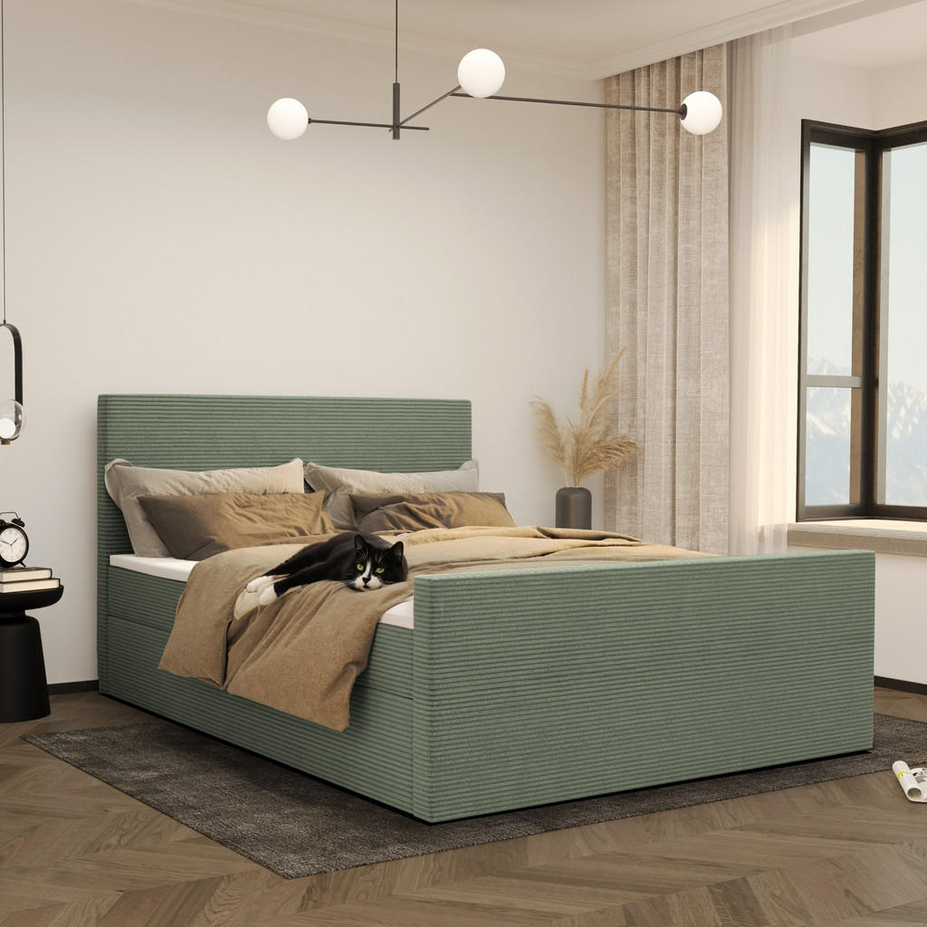 Thumbnail - Kaiser Möbel Boxbett, Hellgrün, Textil, 2-Sitzer, H3, Höhe ca. 2 cm, nicht einzeln stellbar,Rechteckig, 120x200 cm, Schl...