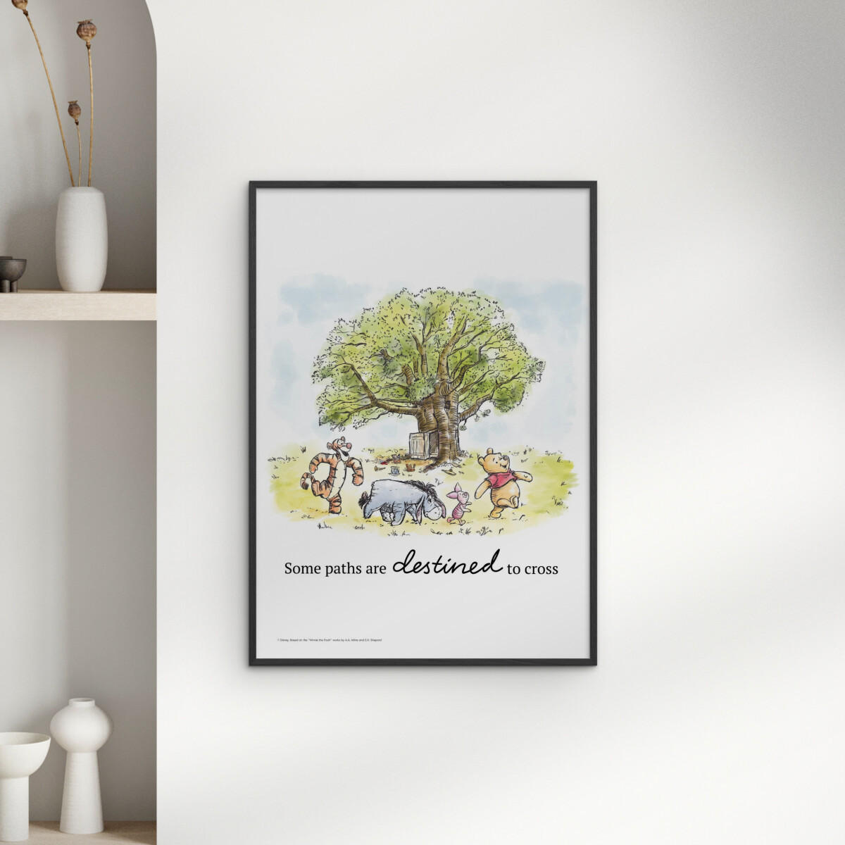 POSTER mit Rahmen Disney - Winnie the Pooh - Tree Gathering Print - Multicolor/Schwarz, Holz/Papier (70/100cm) - Poster&Frame