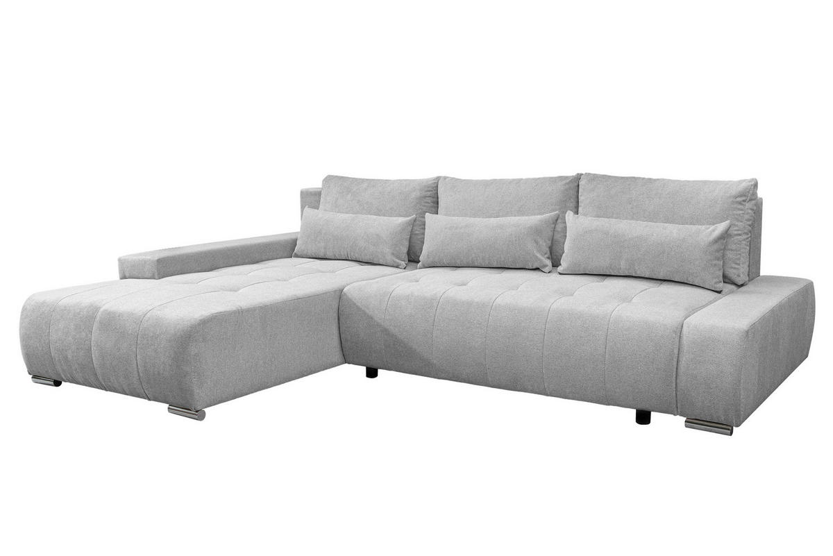 ECKSOFA Bloom mit Bettkasten und Schlaffunktion L-Form - Hellgrau, Textil (267/185cm)